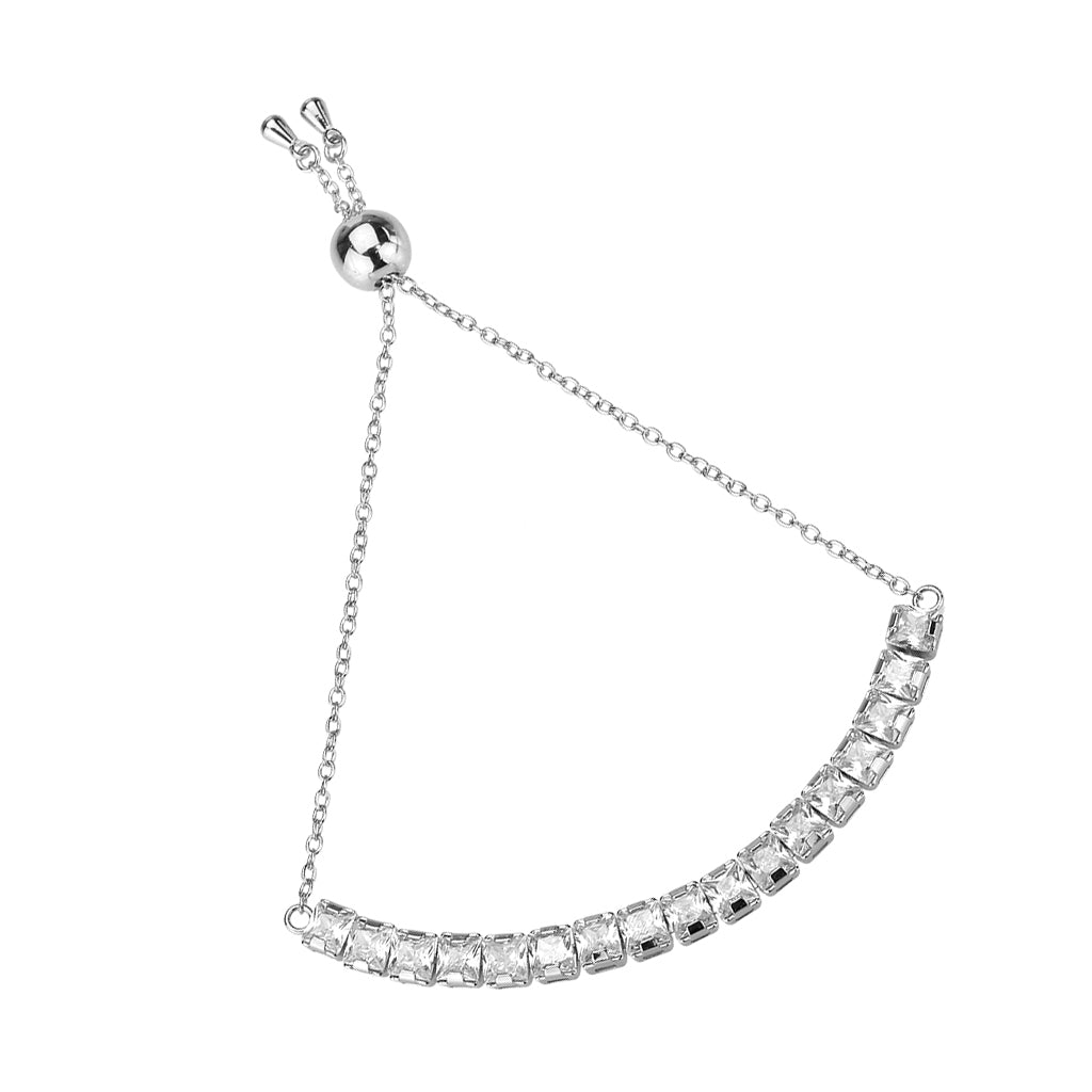 3W1670 - Rhodium Brass Bracelet with AAA Grade CZ in Clear