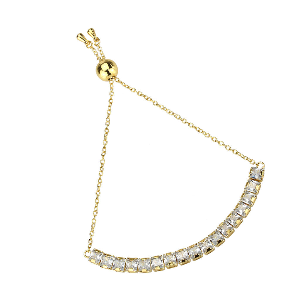 3W1671 - Gold Brass Bracelet with AAA Grade CZ in Clear