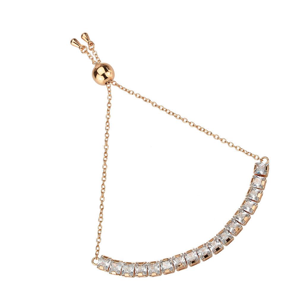 3W1672 - Rose Gold Brass Bracelet with AAA Grade CZ in Clear