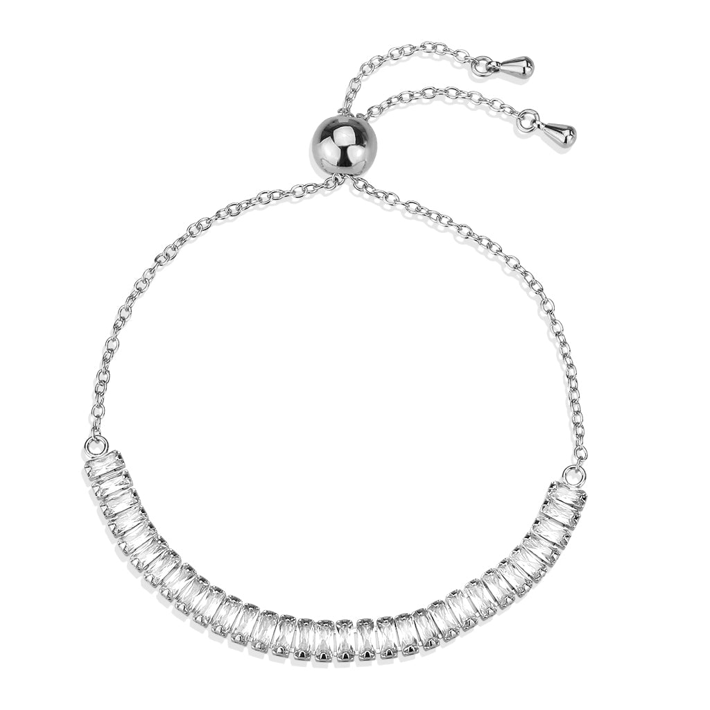 3W1676 - Rhodium Brass Bracelet with AAA Grade CZ in Clear