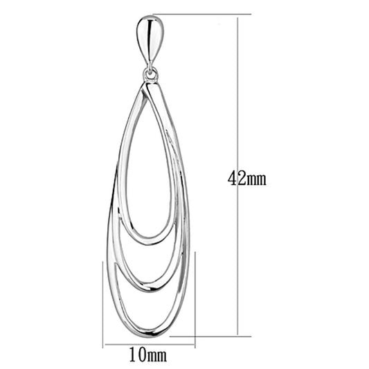 3W349 - Rhodium Brass Earrings with No Stone