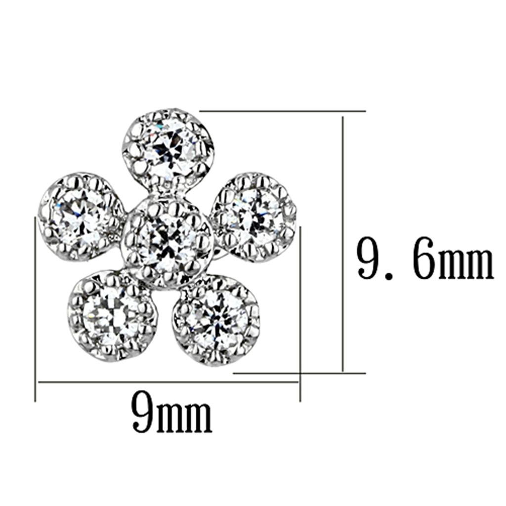 3W359 - Rhodium Brass Earrings with AAA Grade CZ  in Clear