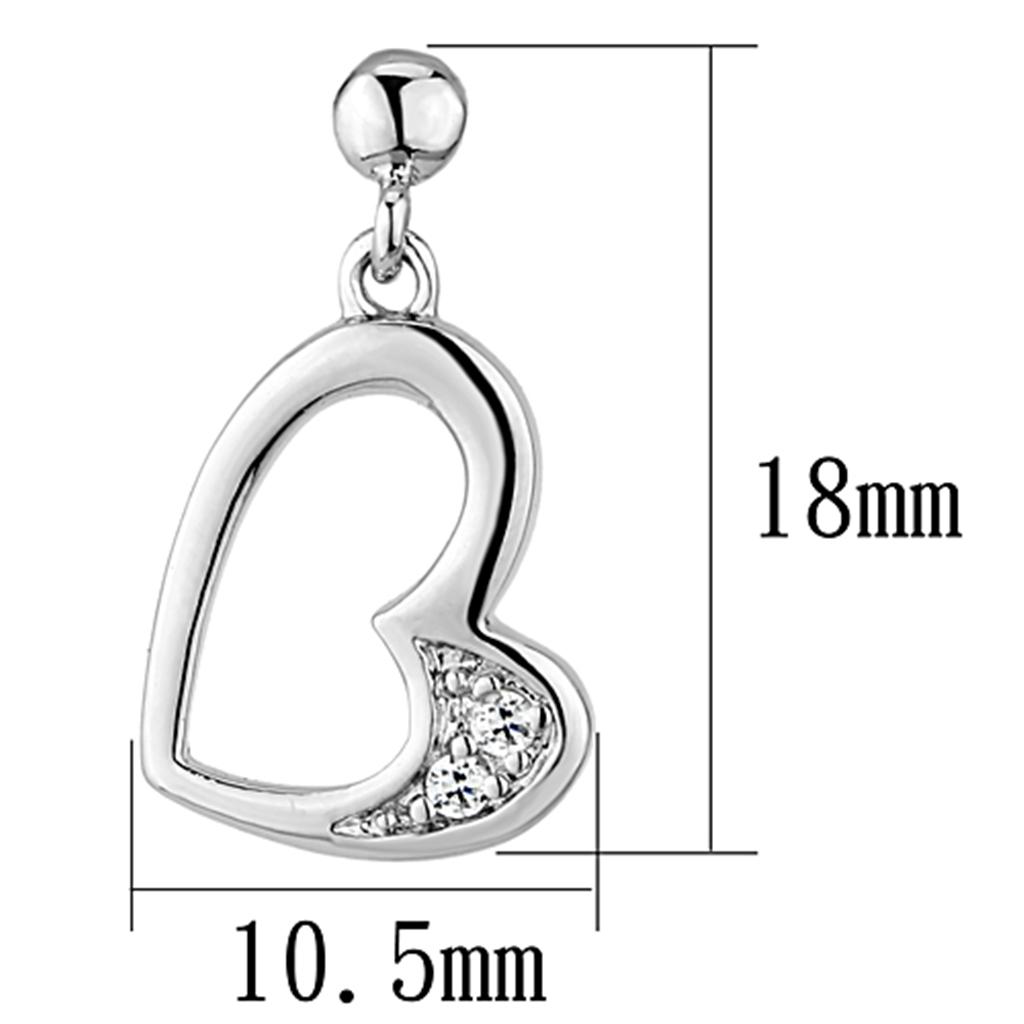 3W368 - Rhodium Brass Earrings with AAA Grade CZ  in Clear