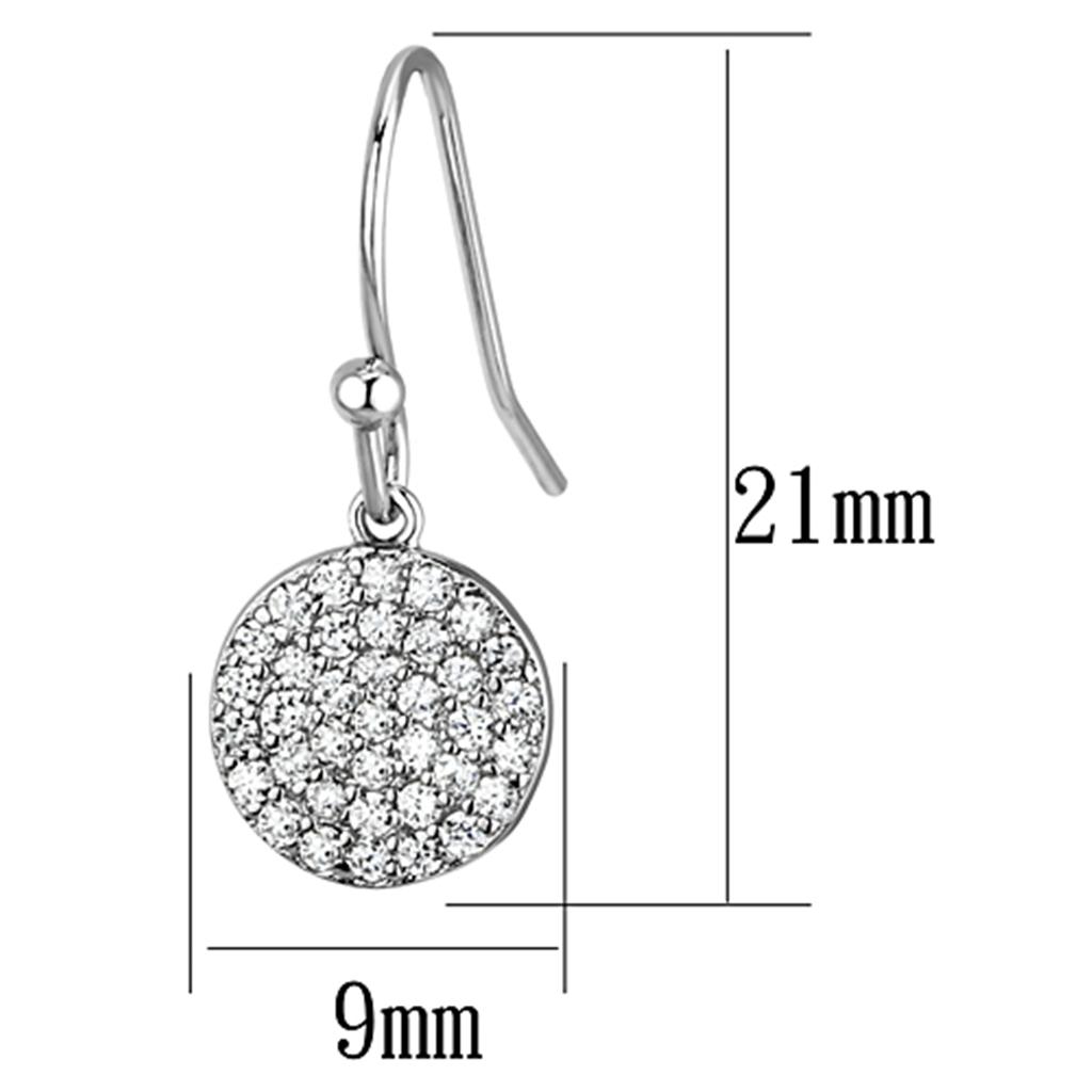 3W369 - Rhodium Brass Earrings with AAA Grade CZ  in Clear