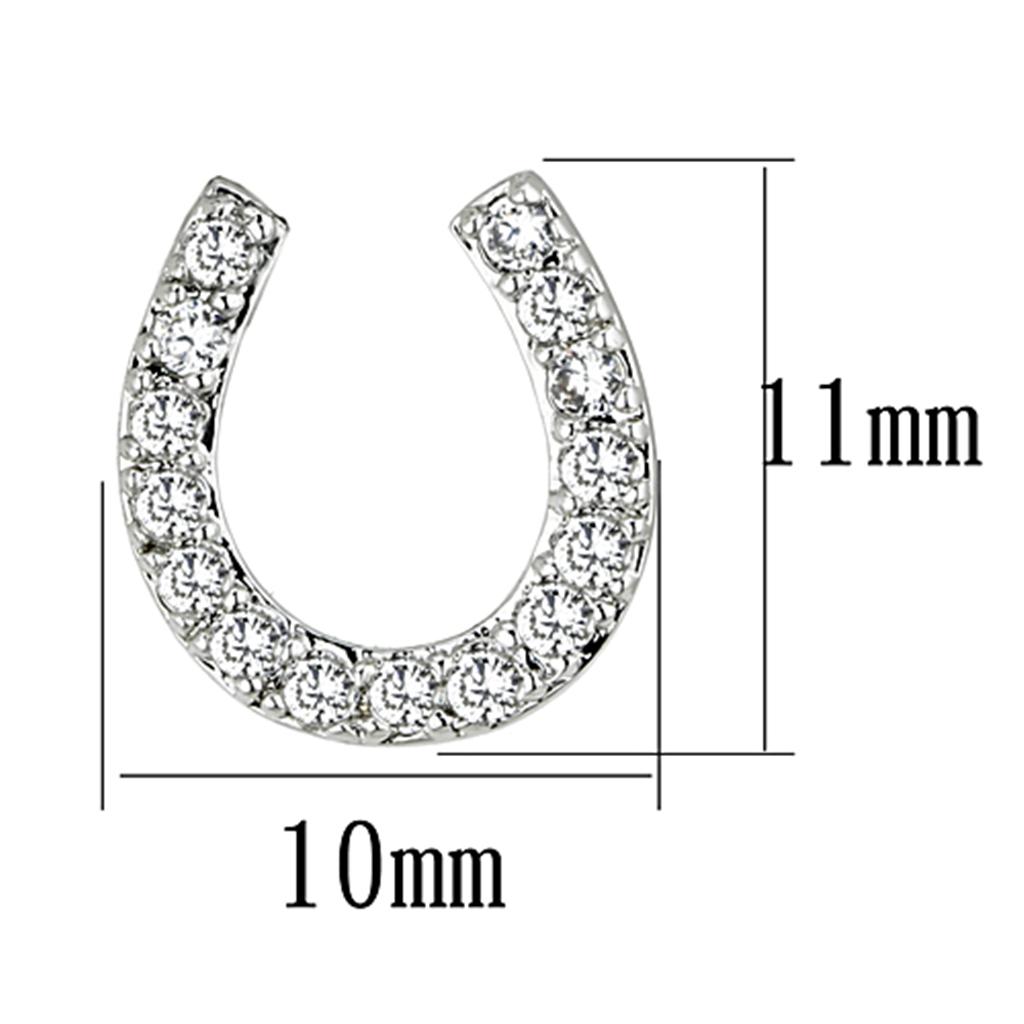 3W371 - Rhodium Brass Earrings with AAA Grade CZ  in Clear