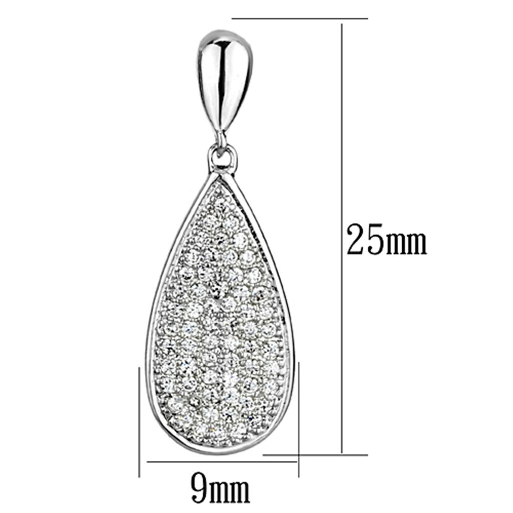 3W380 - Rhodium Brass Earrings with AAA Grade CZ  in Clear