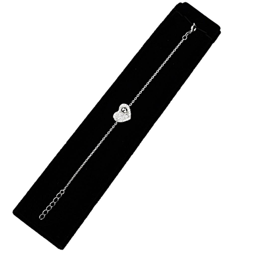 3W402 - Rhodium Brass Bracelet with AAA Grade CZ  in Clear