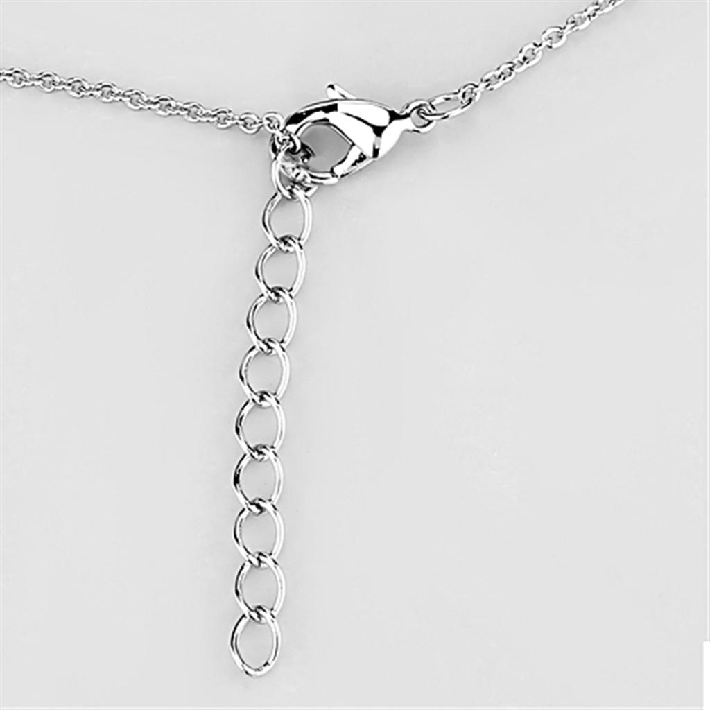 3W410 - Rhodium Brass Necklace with AAA Grade CZ  in Clear