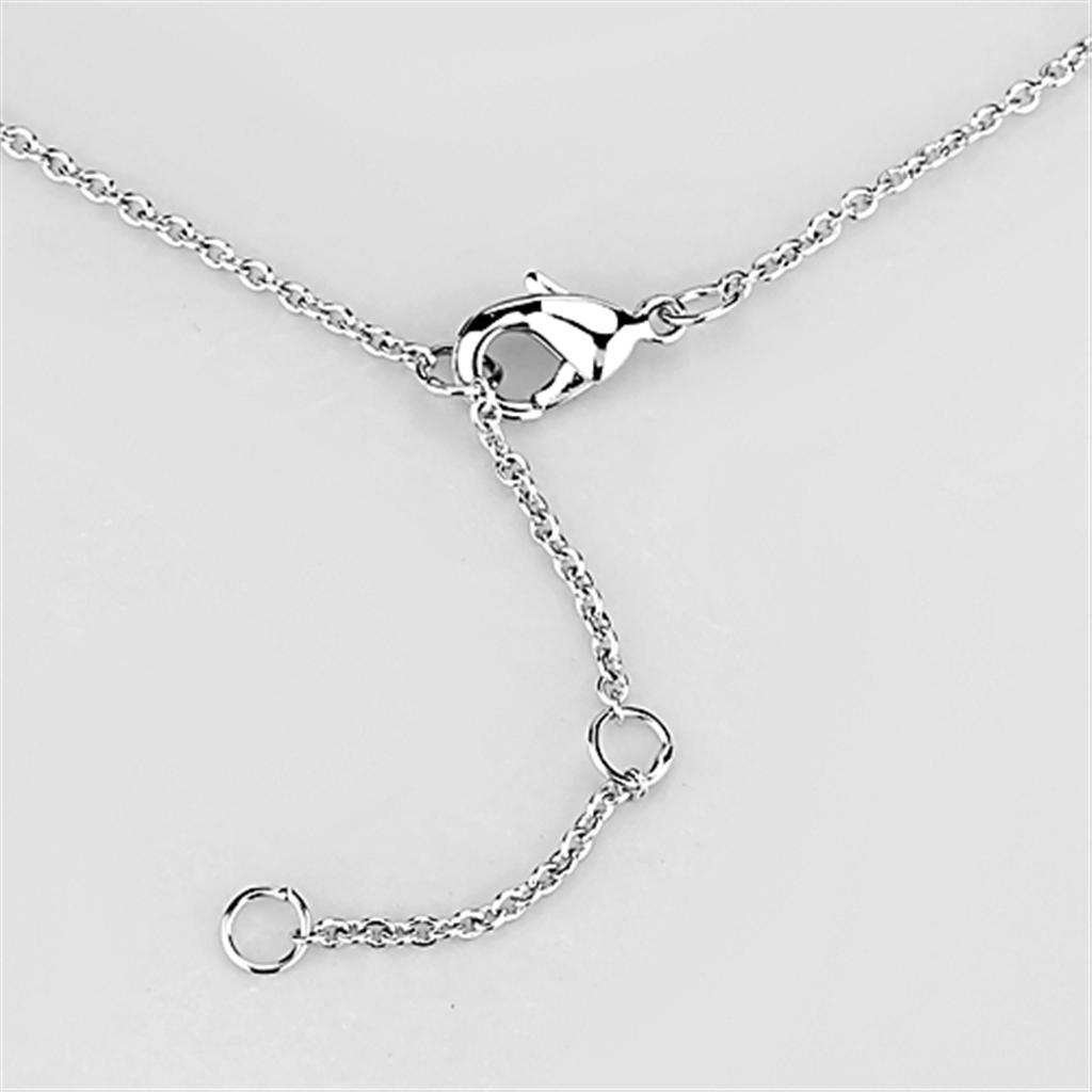 3W422 - Rhodium Brass Necklace with AAA Grade CZ  in Clear