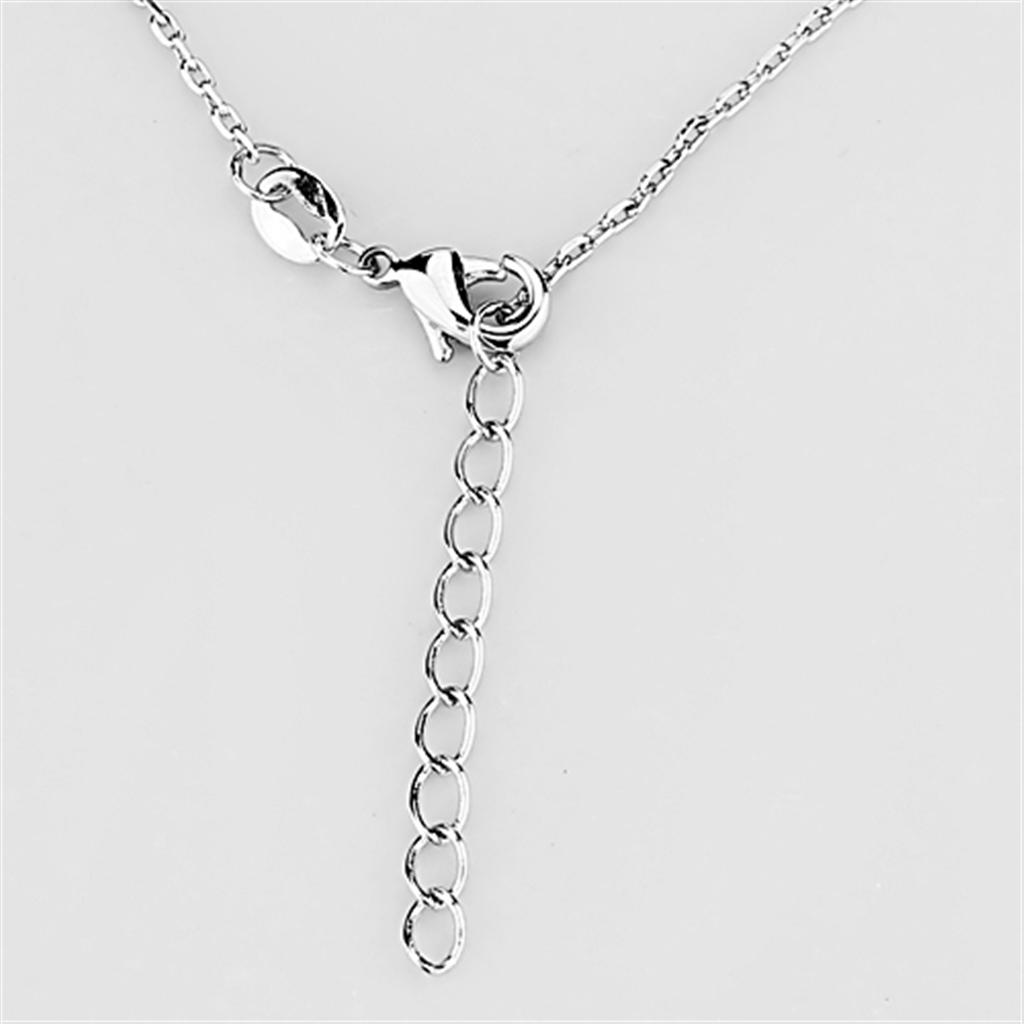 3W423 - Rhodium Brass Necklace with AAA Grade CZ  in Clear