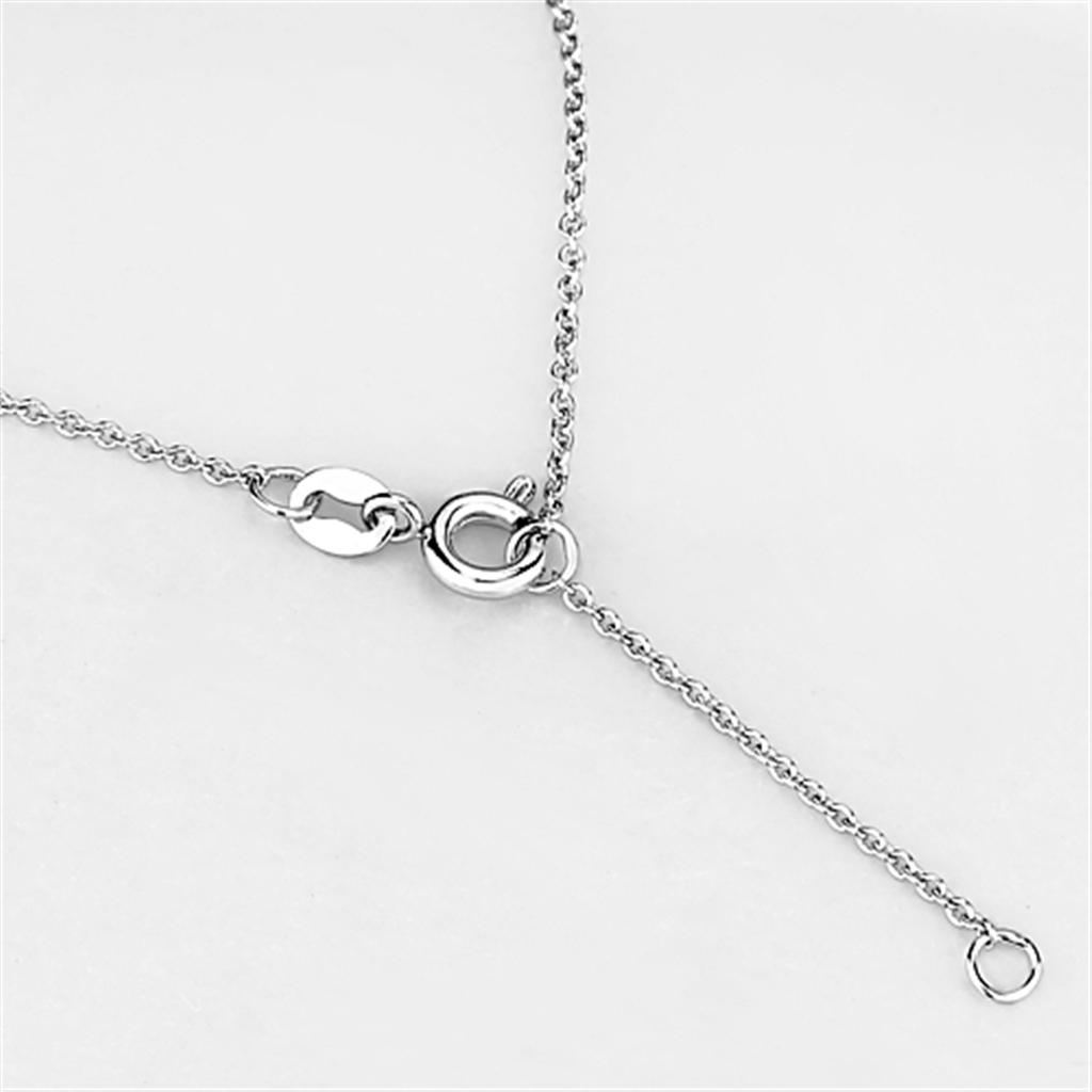 3W424 - Rhodium Brass Necklace with AAA Grade CZ  in Clear