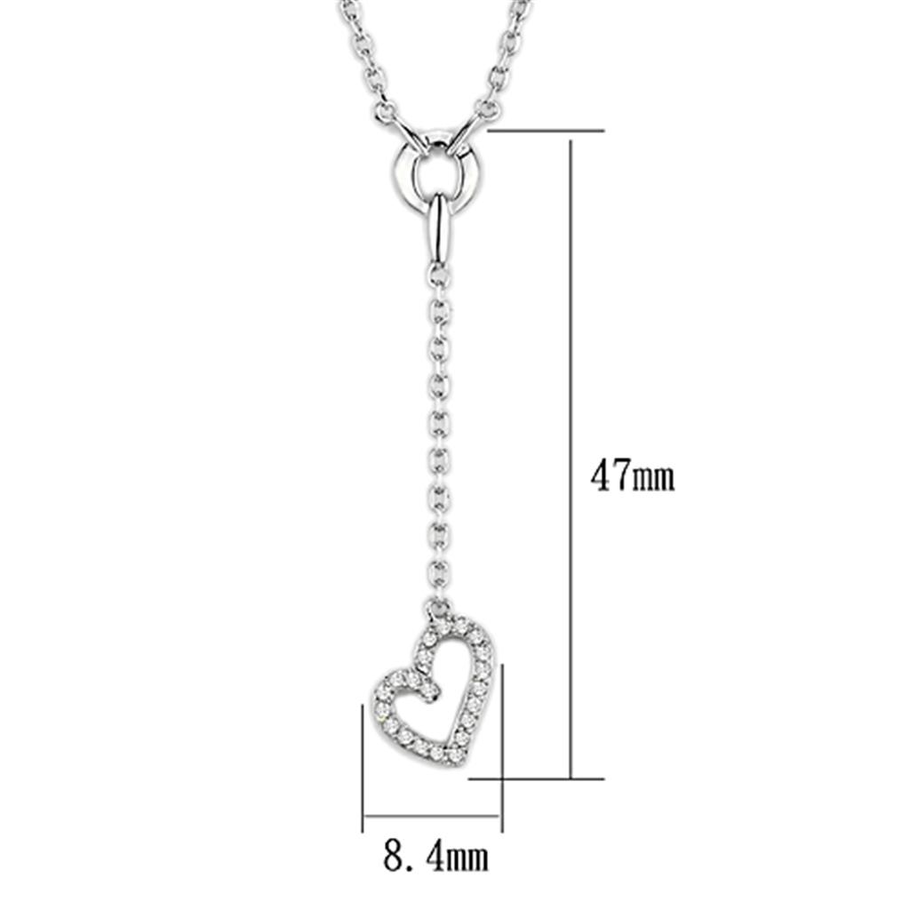 3W425 - Rhodium Brass Necklace with AAA Grade CZ  in Clear