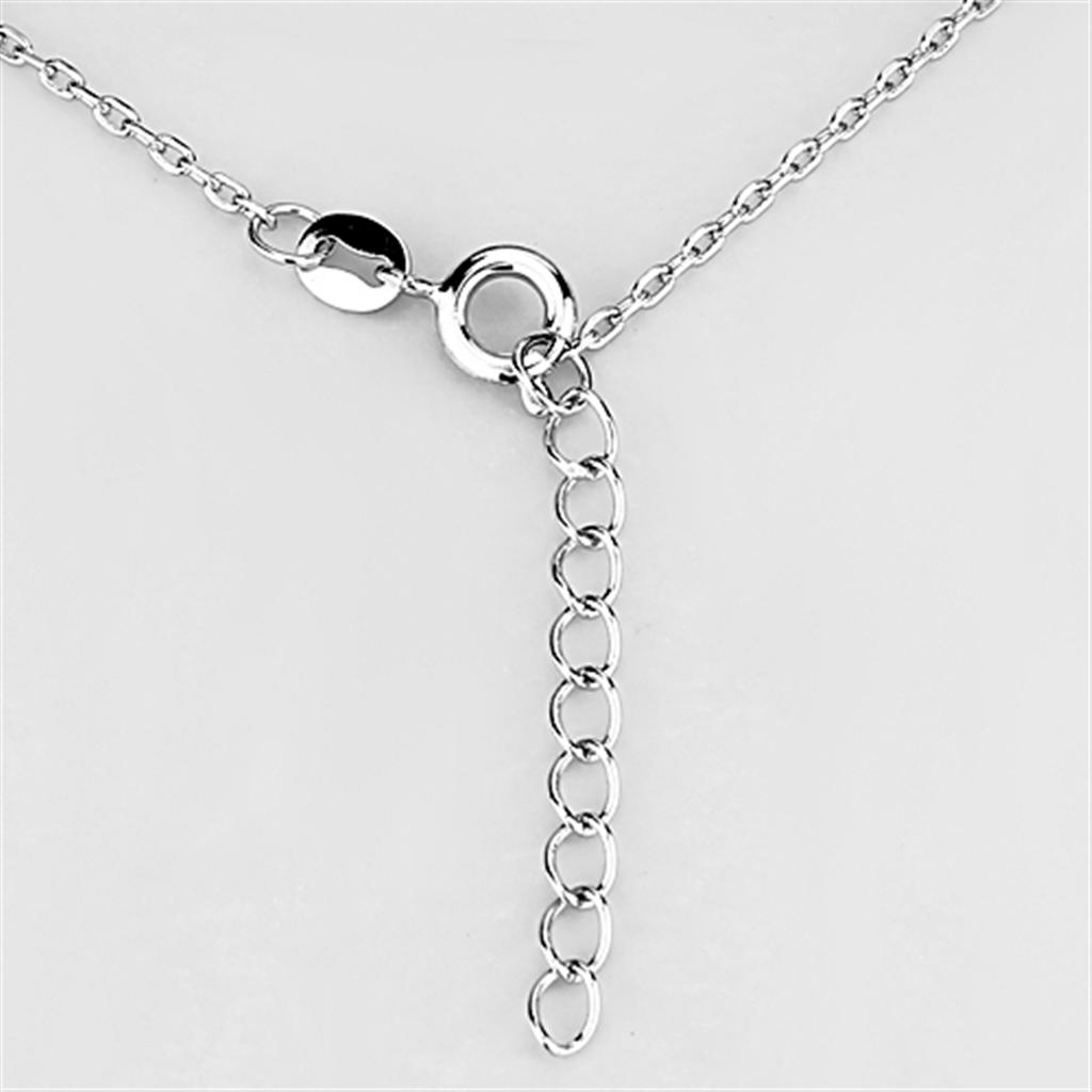3W434 - Rhodium Brass Necklace with AAA Grade CZ  in Clear