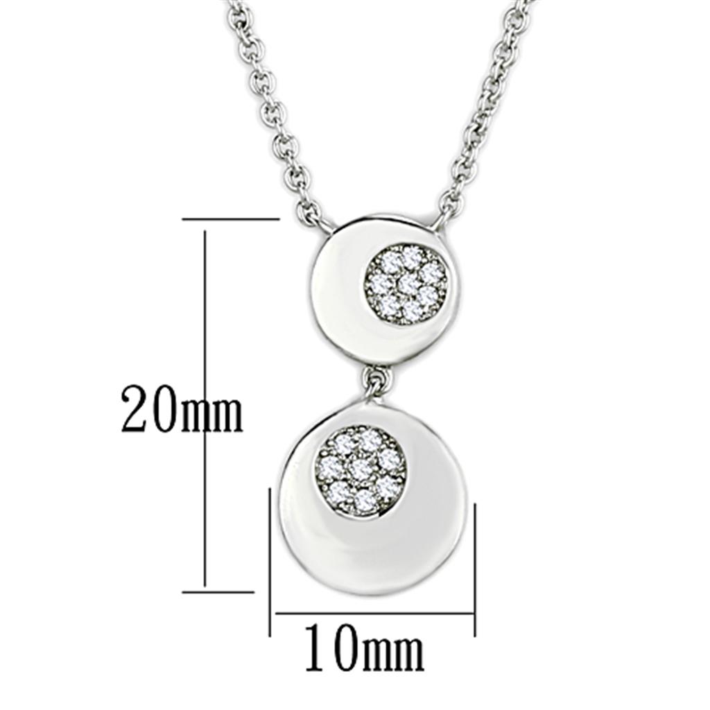 3W435 - Rhodium Brass Necklace with AAA Grade CZ  in Clear