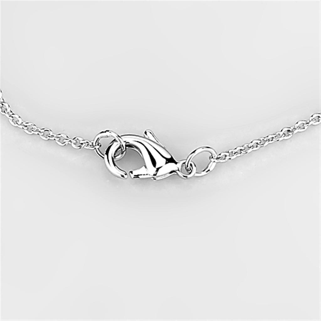 3W437 - Rhodium Brass Necklace with AAA Grade CZ  in Clear