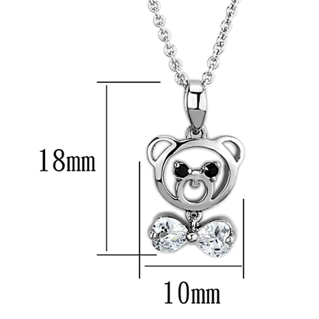 3W445 - Rhodium Brass Necklace with AAA Grade CZ  in Clear