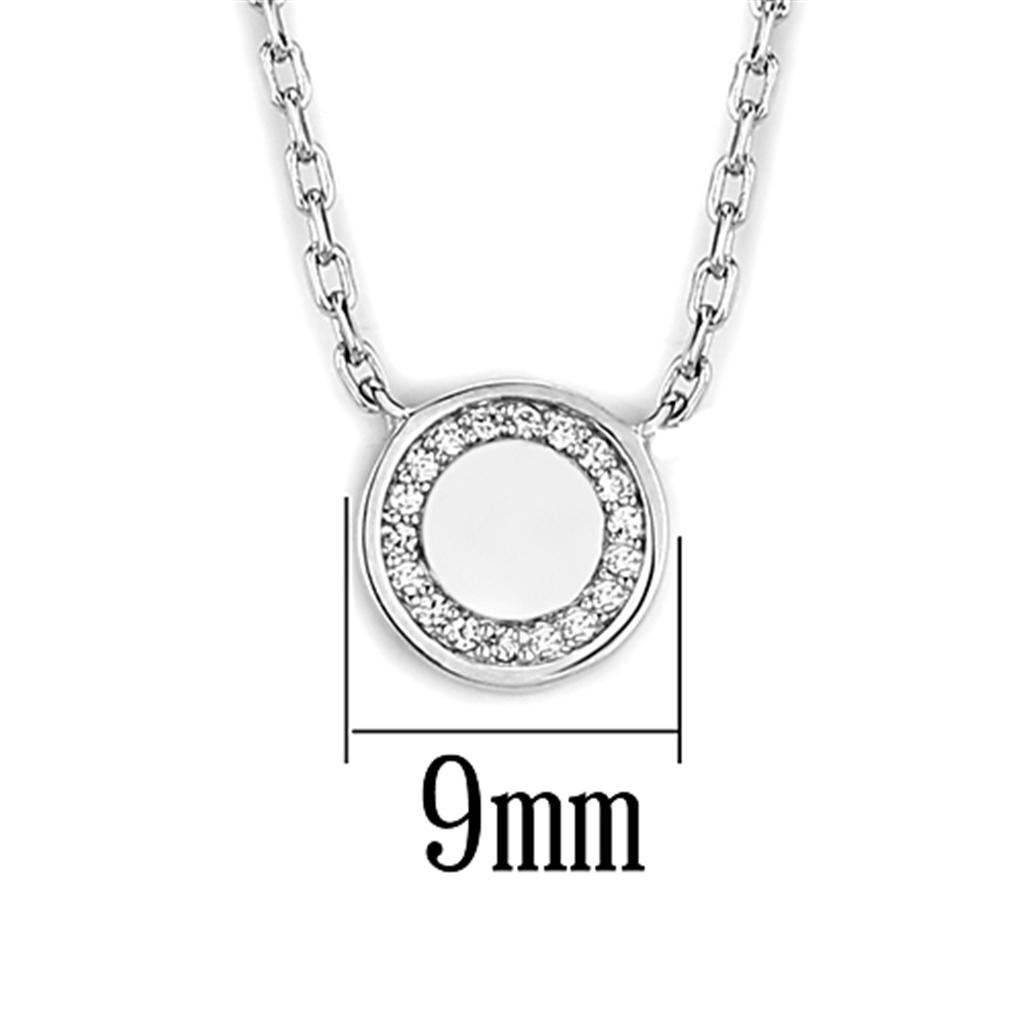 3W447 - Rhodium Brass Necklace with AAA Grade CZ  in Clear