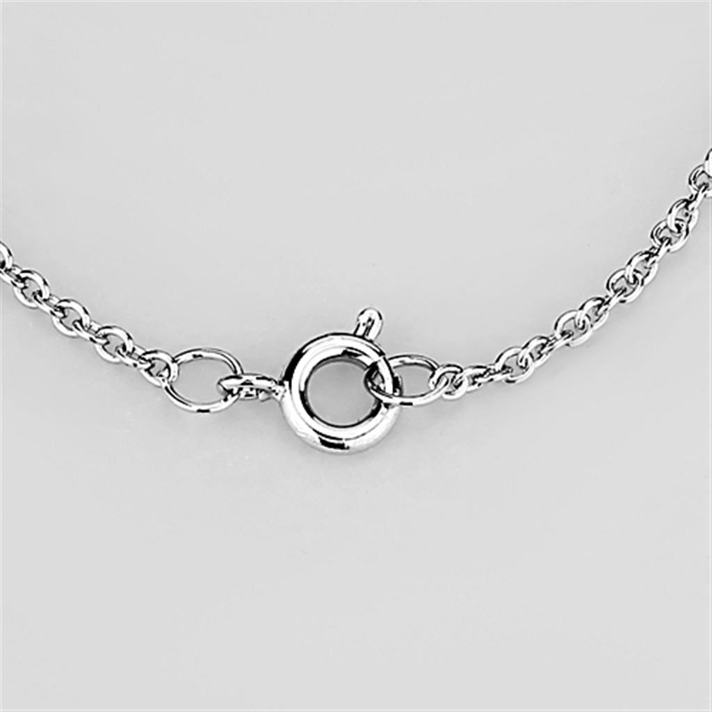 3W457 - Rhodium Brass Necklace with AAA Grade CZ  in Clear