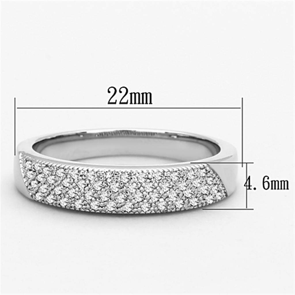 3W482 - Rhodium Brass Ring with AAA Grade CZ  in Clear