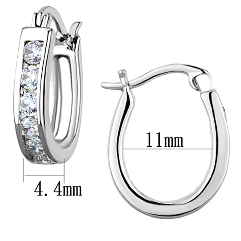 3W627 - Rhodium Brass Earrings with AAA Grade CZ  in Clear