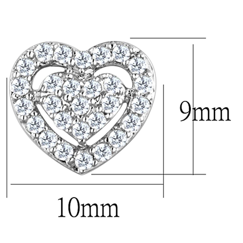 3W636 - Rhodium Brass Earrings with AAA Grade CZ  in Clear