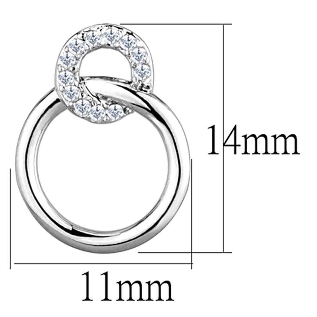 3W641 - Rhodium Brass Earrings with AAA Grade CZ  in Clear