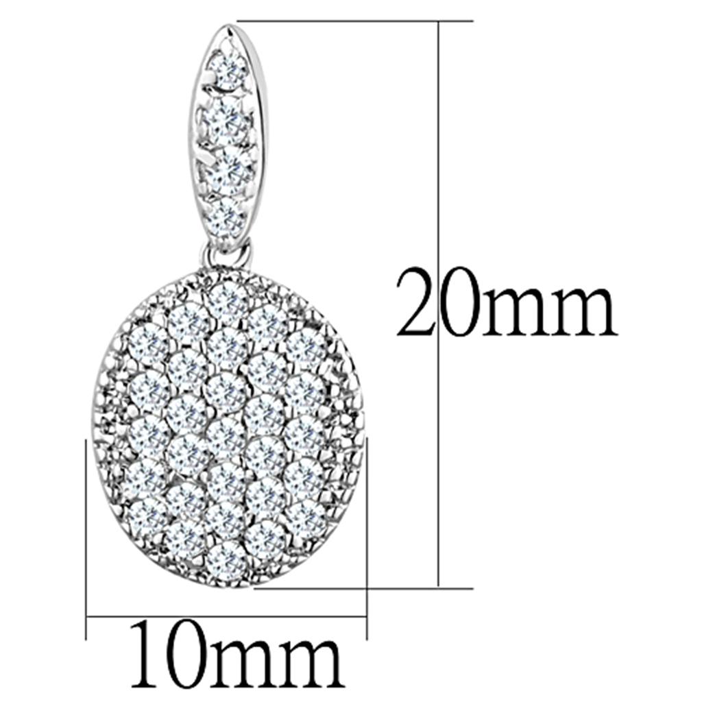 3W692 - Rhodium Brass Earrings with AAA Grade CZ  in Clear