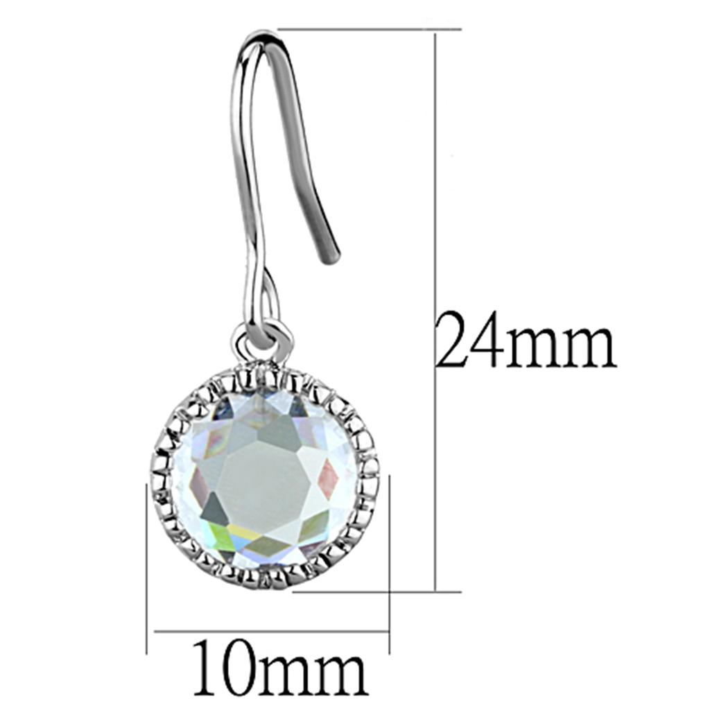 3W698 - Rhodium Brass Earrings with AAA Grade CZ  in Clear