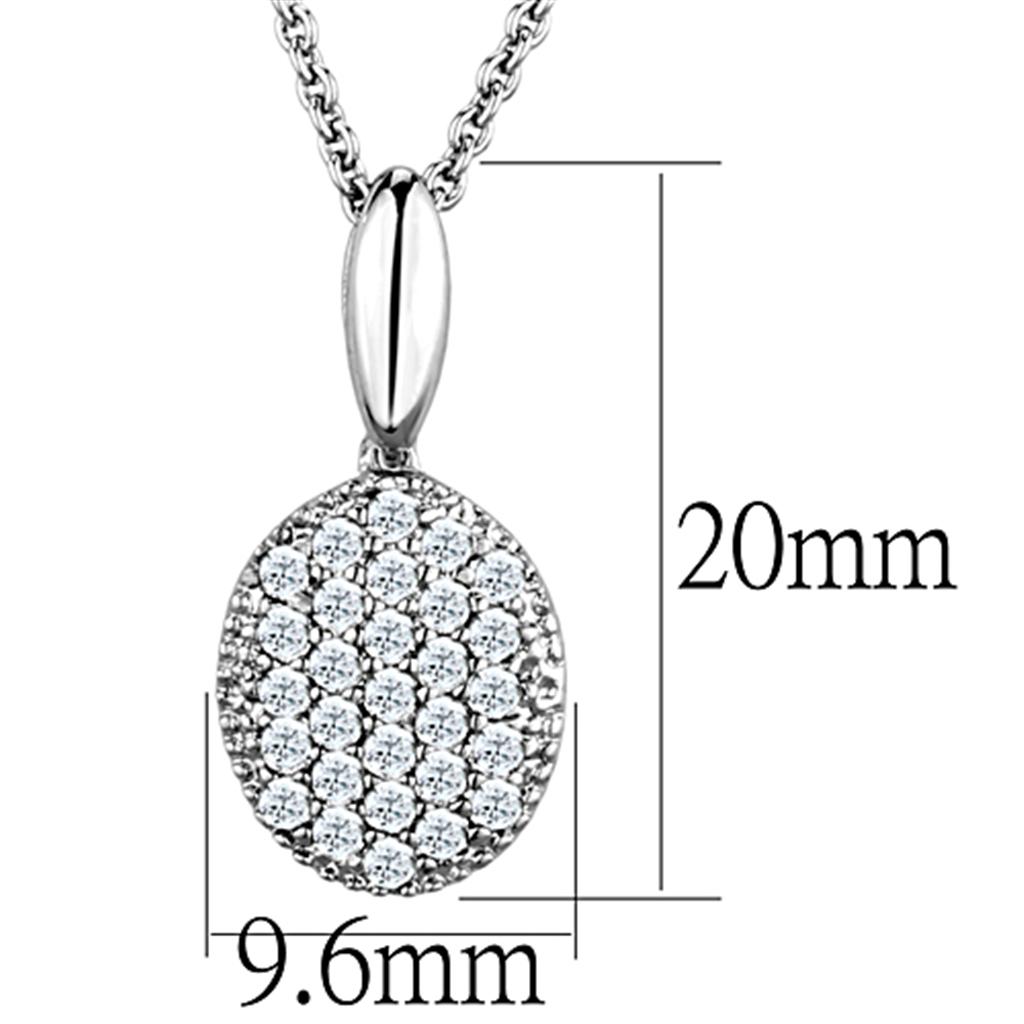 3W716 - Rhodium Brass Chain Pendant with AAA Grade CZ  in Clear