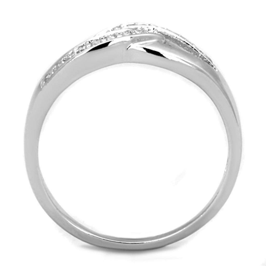 3W763 - Rhodium Brass Ring with AAA Grade CZ  in Clear