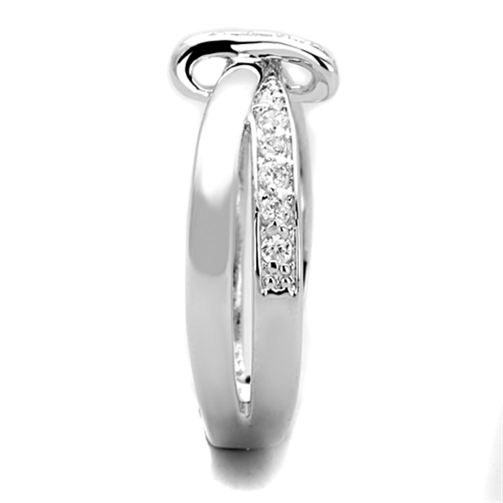 3W819 - Rhodium Brass Ring with AAA Grade CZ  in Clear