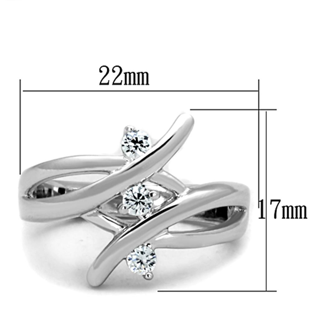 3W833 - Rhodium Brass Ring with AAA Grade CZ  in Clear