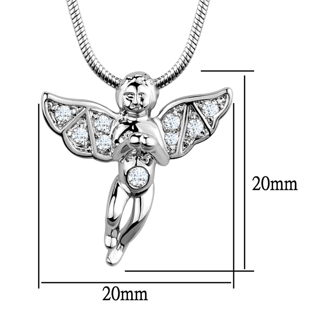 3W848 - Rhodium Brass Chain Pendant with AAA Grade CZ  in Clear