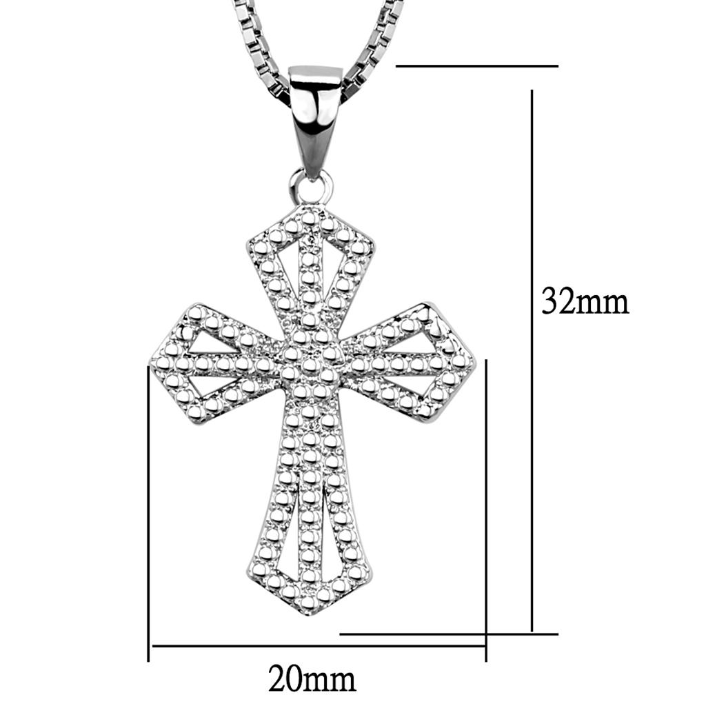 3W850 - Rhodium Brass Chain Pendant with AAA Grade CZ  in Clear