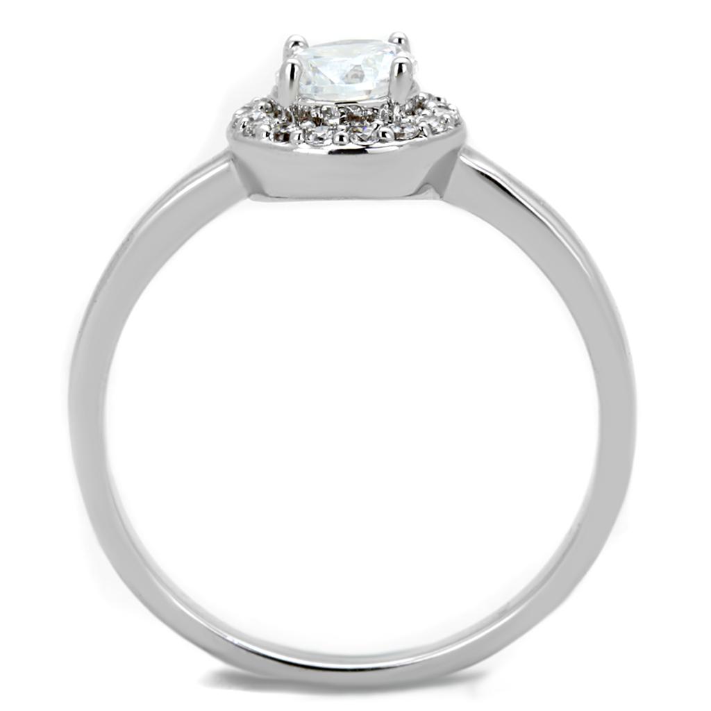 3W863 - Rhodium Brass Ring with AAA Grade CZ  in Clear