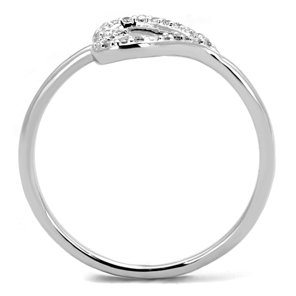 3W866 - Rhodium Brass Ring with AAA Grade CZ  in Clear