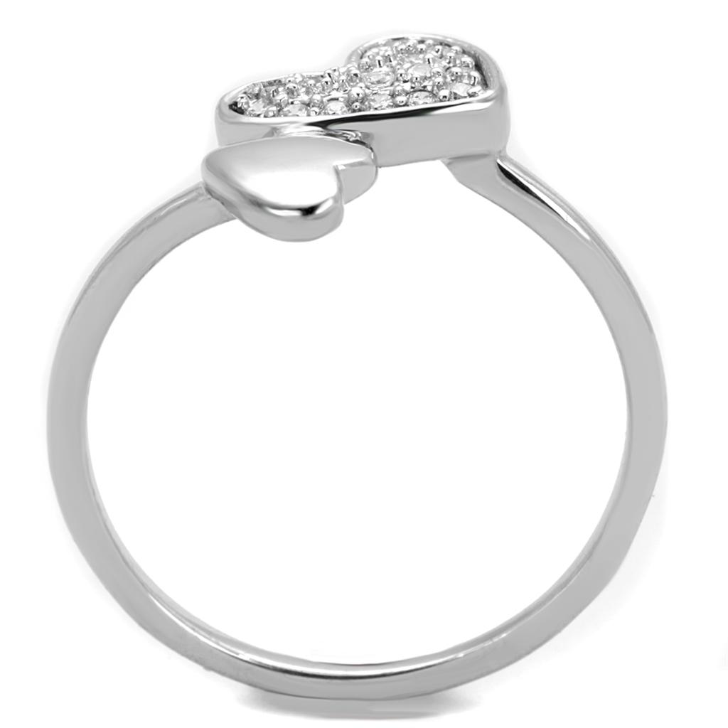 3W867 - Rhodium Brass Ring with AAA Grade CZ  in Clear