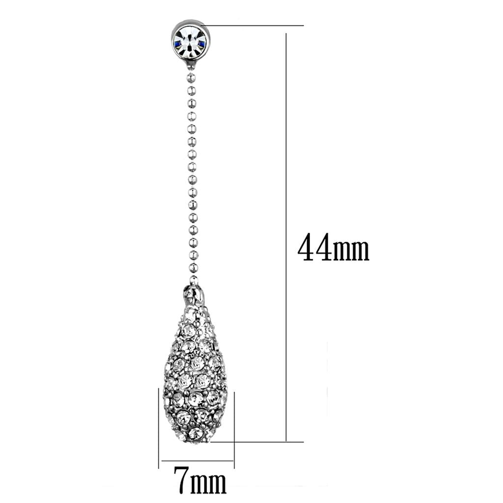 3W898 - Rhodium Brass Earrings with Top Grade Crystal  in Clear