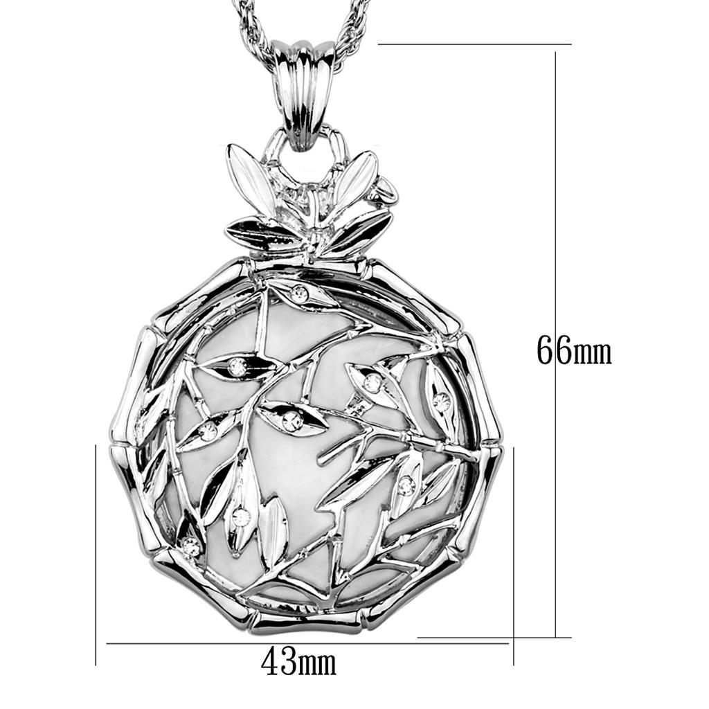 3W906 - Rhodium Brass Magnifier pendant with Top Grade Crystal  in Clear