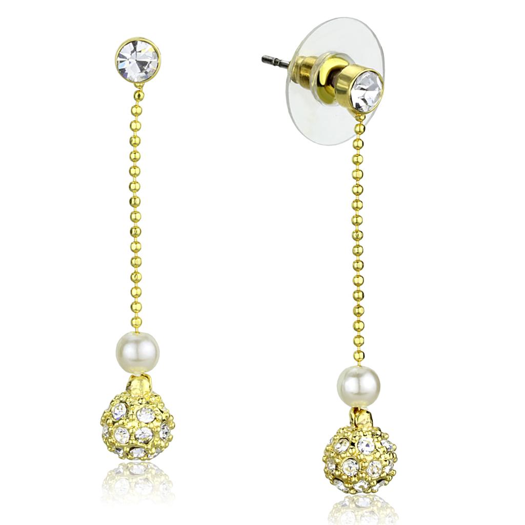 3W947 - Gold Brass Jewelry Sets with Synthetic Pearl in White