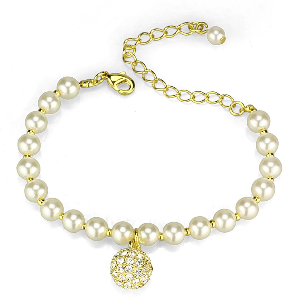 3W947 - Gold Brass Jewelry Sets with Synthetic Pearl in White