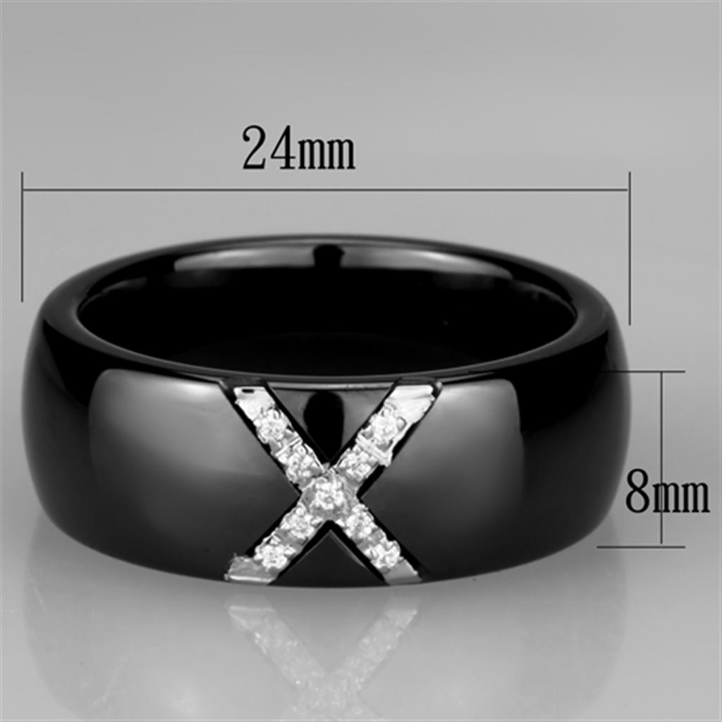 3W949 - High polished (no plating) Stainless Steel Ring with Ceramic  in Jet