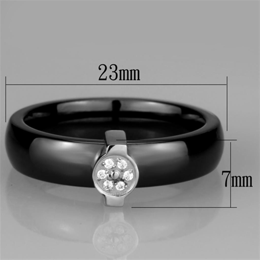 3W959 - High polished (no plating) Stainless Steel Ring with Ceramic  in Jet