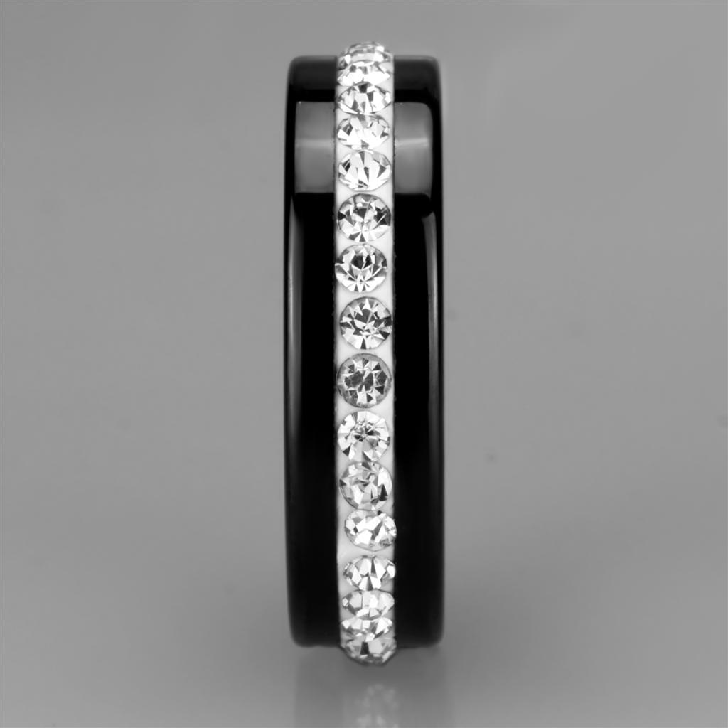 3W969 - High polished (no plating) Stainless Steel Ring with Ceramic  in Jet