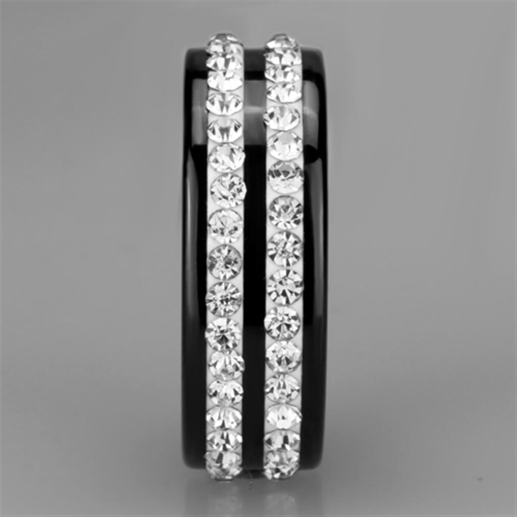 3W971 - High polished (no plating) Stainless Steel Ring with Ceramic  in Jet