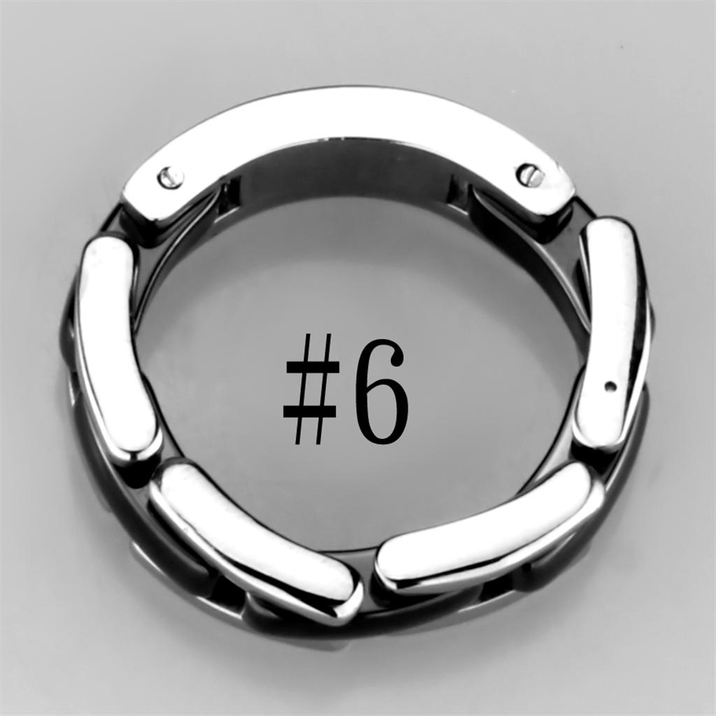 3W972 - High polished (no plating) Stainless Steel Ring with Ceramic  in Jet