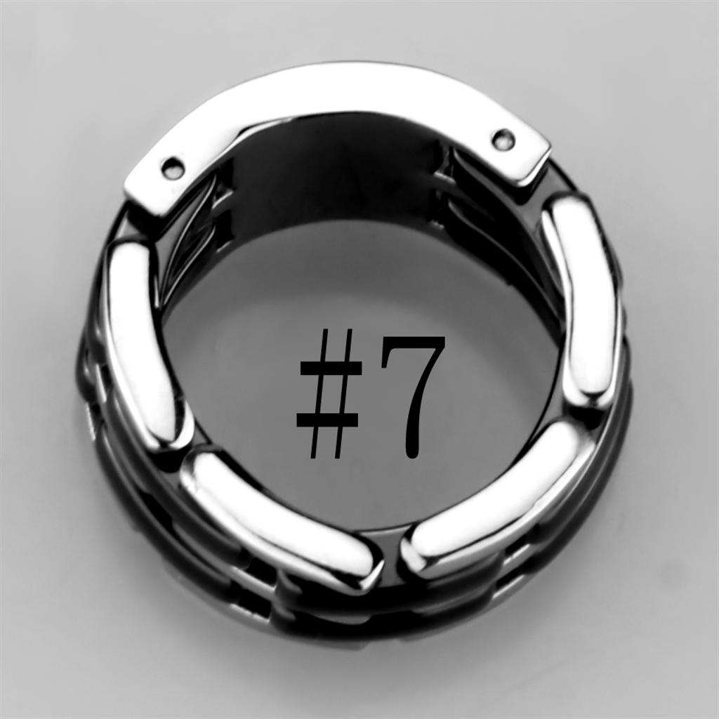 3W974 - High polished (no plating) Stainless Steel Ring with Ceramic  in Jet