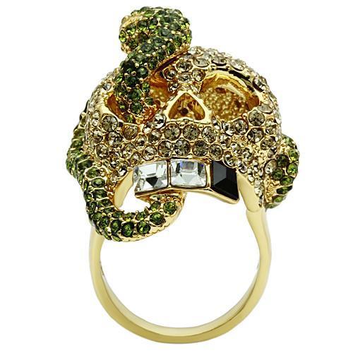 3W009 - Gold White Metal Ring with Top Grade Crystal  in Multi Color