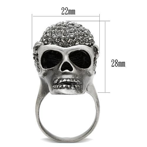 3W015 - Antique Silver White Metal Ring with Top Grade Crystal  in Black Diamond