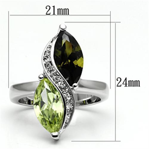 3W033 - Rhodium Brass Ring with AAA Grade CZ  in Multi Color